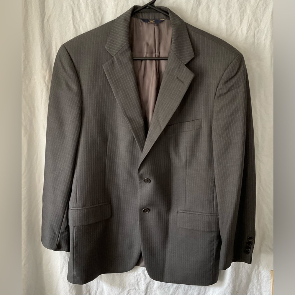 Brooks brothers 346 wool/bemberg 40S gray blue pin stripes